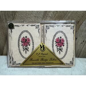 Vintage 12 Ct Bridge Tallies Pads In Box Hand Painted Floral Motif V J Originals